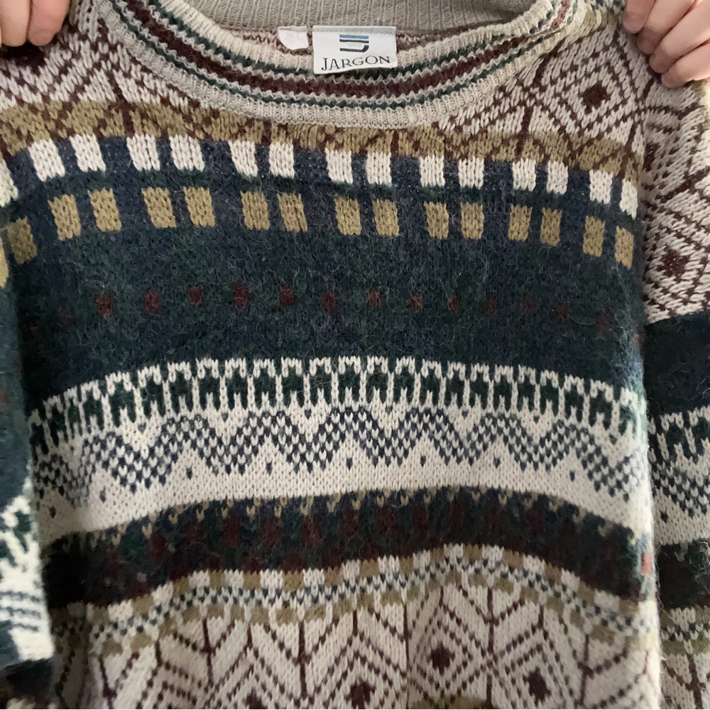JARGON Vintage 90s Knit Cosby Sweater • Size L • Made in Korea - Picture 7 of 9